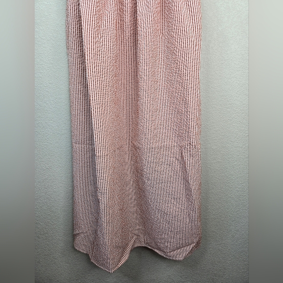 Wayf Womens Isabelle Midi Dress Sz S Shirred Seersucker Striped Adj Straps Red - Picture 5 of 13